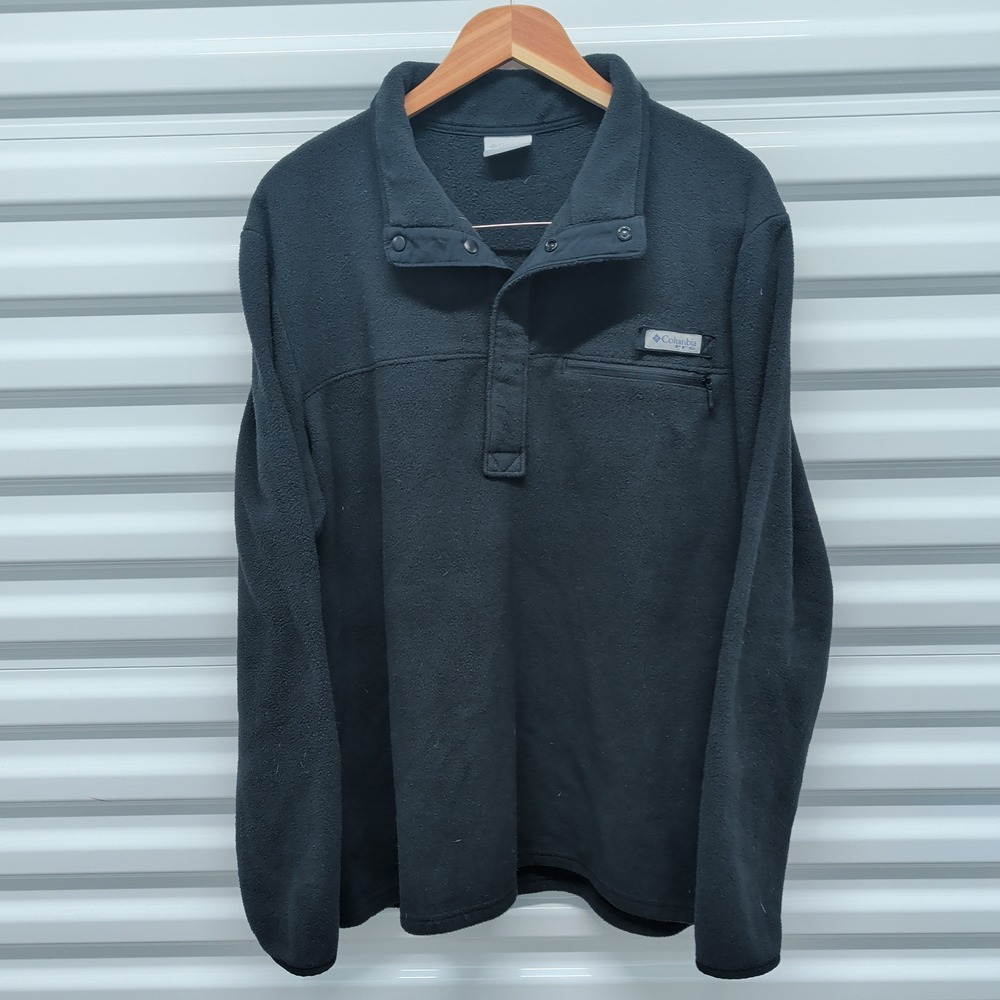 Columbia PFG Fleece Pullover Size M Men Black Snap Neck Performance Fishing Gear — photo 2